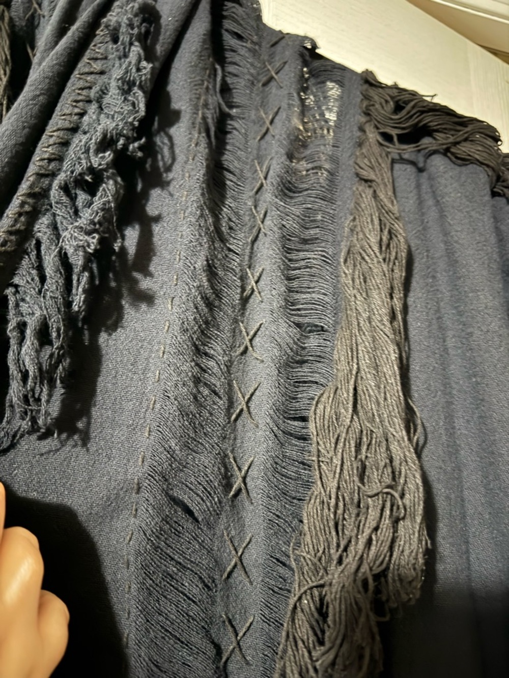 AYA Sacred Wear Black Boho Poncho Long Boho Cardigan Coverup Robe Handmade - Picture 14 of 16